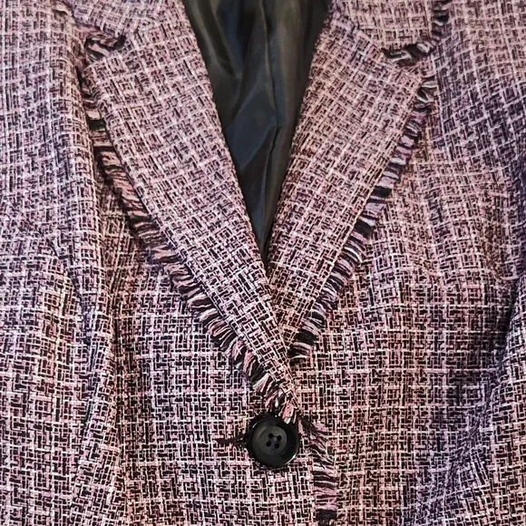 Purple Tweed Blazer and A-Line Skirt Suit Set - Picture 4 of 5